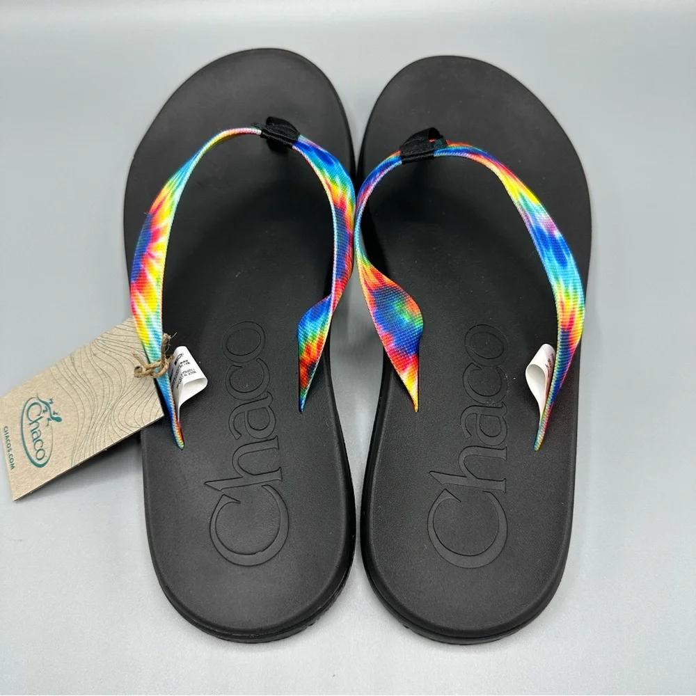 NEW Chaco Chillos Mens Size 11 Dark Tie Dye Slip On Flip Flop Sandals